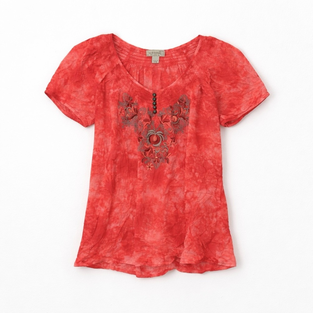 One World Tye Dye Embroidered Blouse Top PL L - Picture 2 of 4